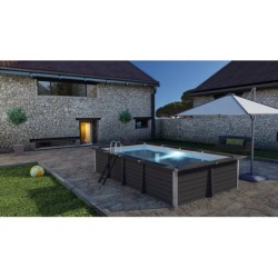 Piscina in legno Composite Rettangolare da 606x326x124 cm di Gre KPCOR60LN | PiscineFuoriterraWeb