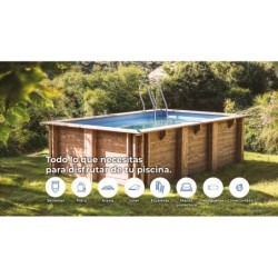 Piscina rettangolare in legno Papaya 520x320x133 cm Gre WPPAPA | PiscineFuoriterraWeb